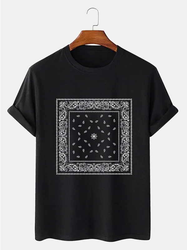 Paisley Bandana Pattern T-Shirt sold by Hoooyi