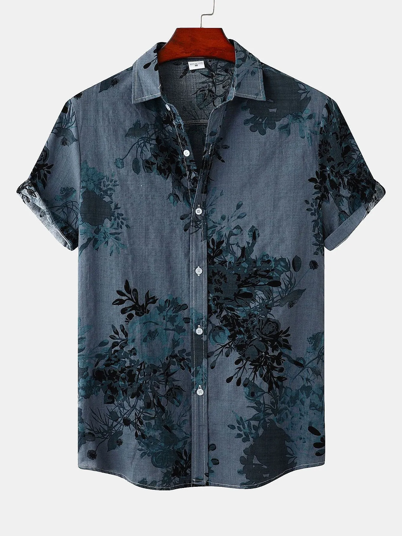 Ink Floral Print Shirt sold by Hoooyi