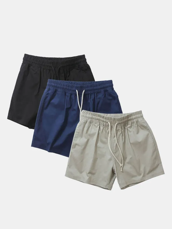 3 Pieces Cotton 3" Drawstring Shorts sold by Hoooyi