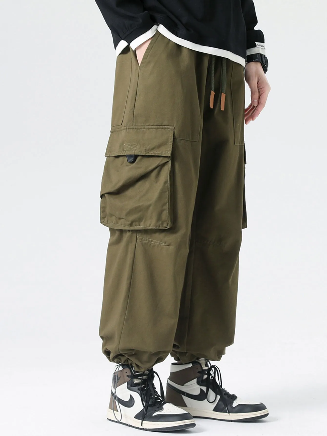 Elastic Drawstring Cuff Parachute Cargo Pants sold by Hoooyi product image thumbnail 3
