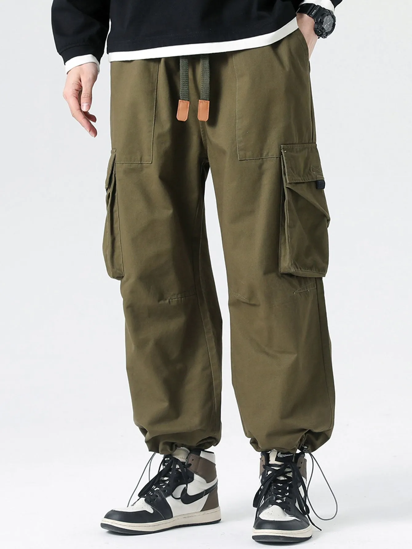Elastic Drawstring Cuff Parachute Cargo Pants sold by Hoooyi product image thumbnail 2