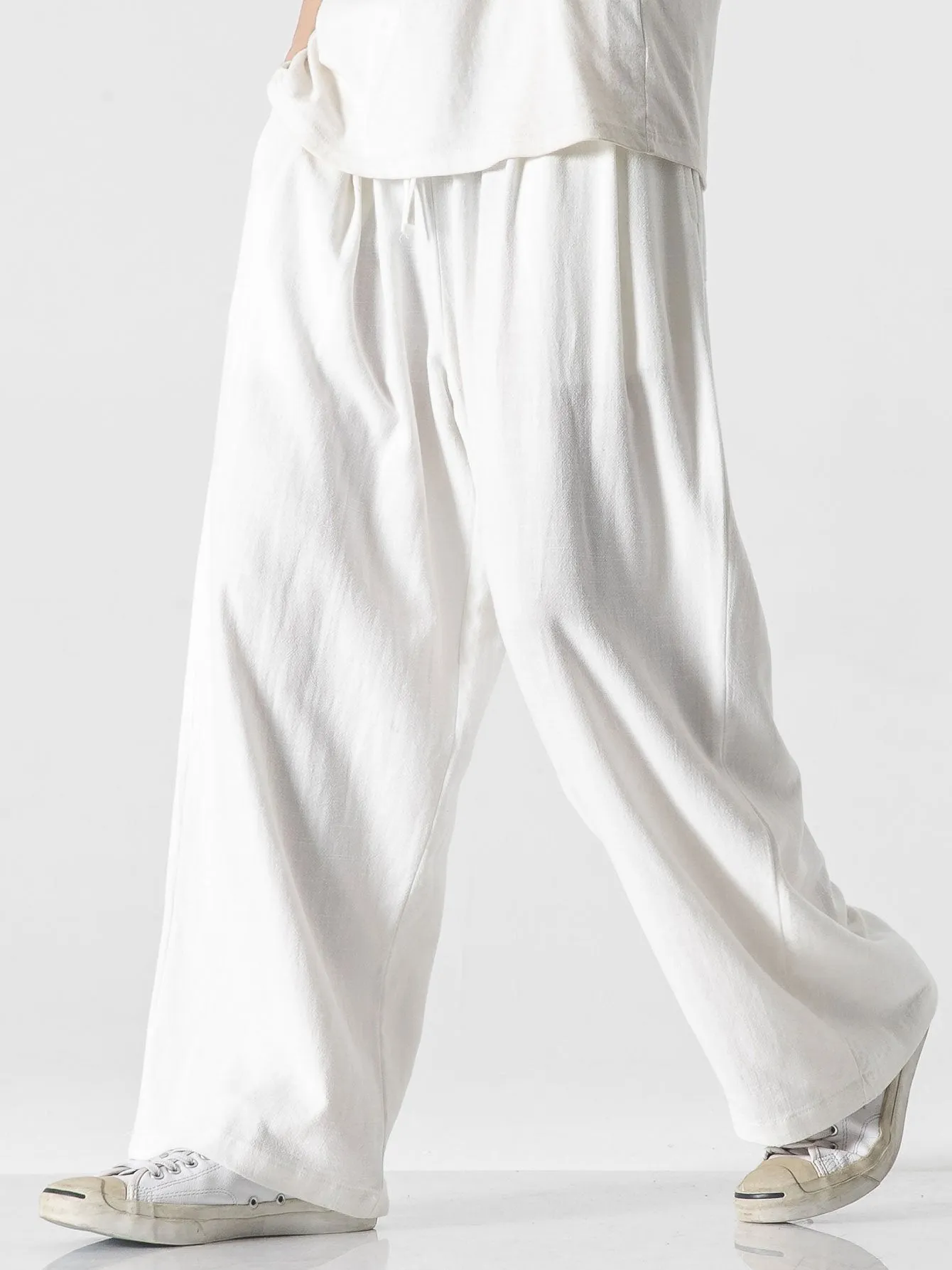 Linen And Cotton Blend Relax Fit Wide Leg Pants sold by Hoooyi product image thumbnail 4