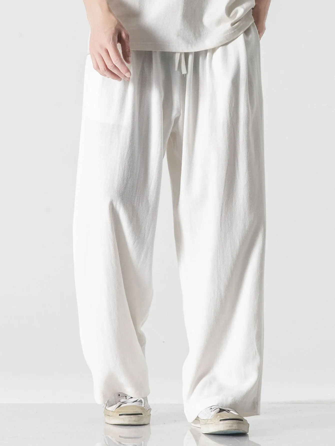 Linen And Cotton Blend Relax Fit Wide Leg Pants sold by Hoooyi product image thumbnail 5