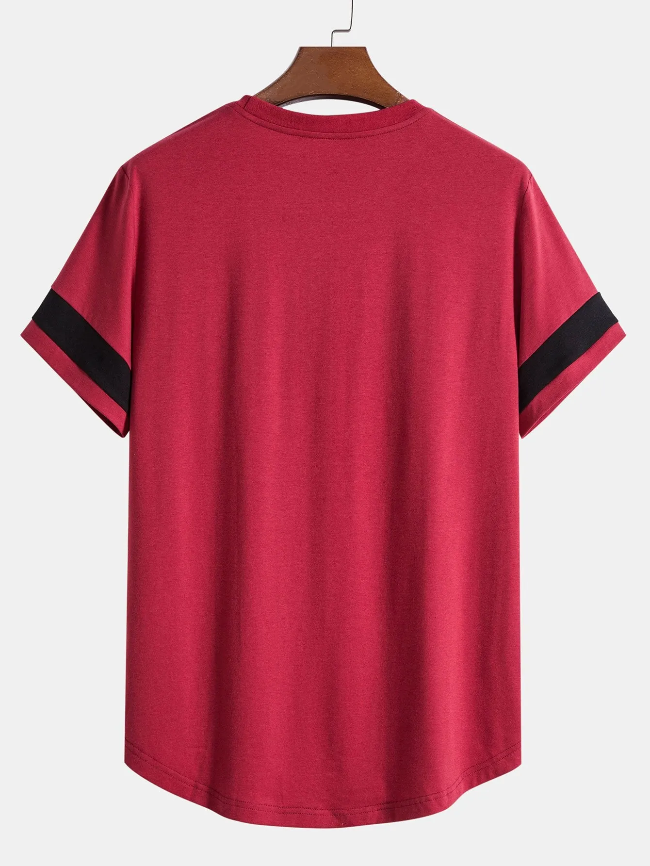 Freedom Print Color Block Patchwork Arc Hem T-Shirt sold by Hoooyi product image thumbnail 5