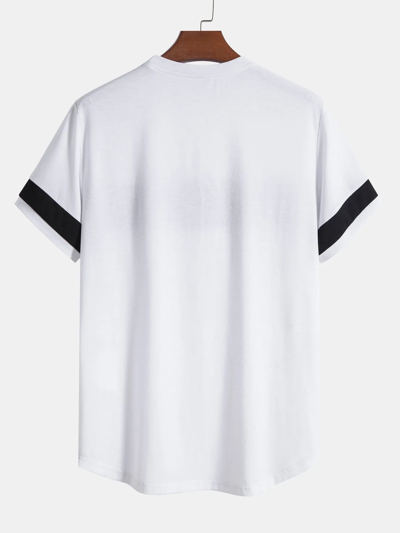 Freedom Print Color Block Patchwork Arc Hem T-Shirt sold by Hoooyi product image thumbnail 4