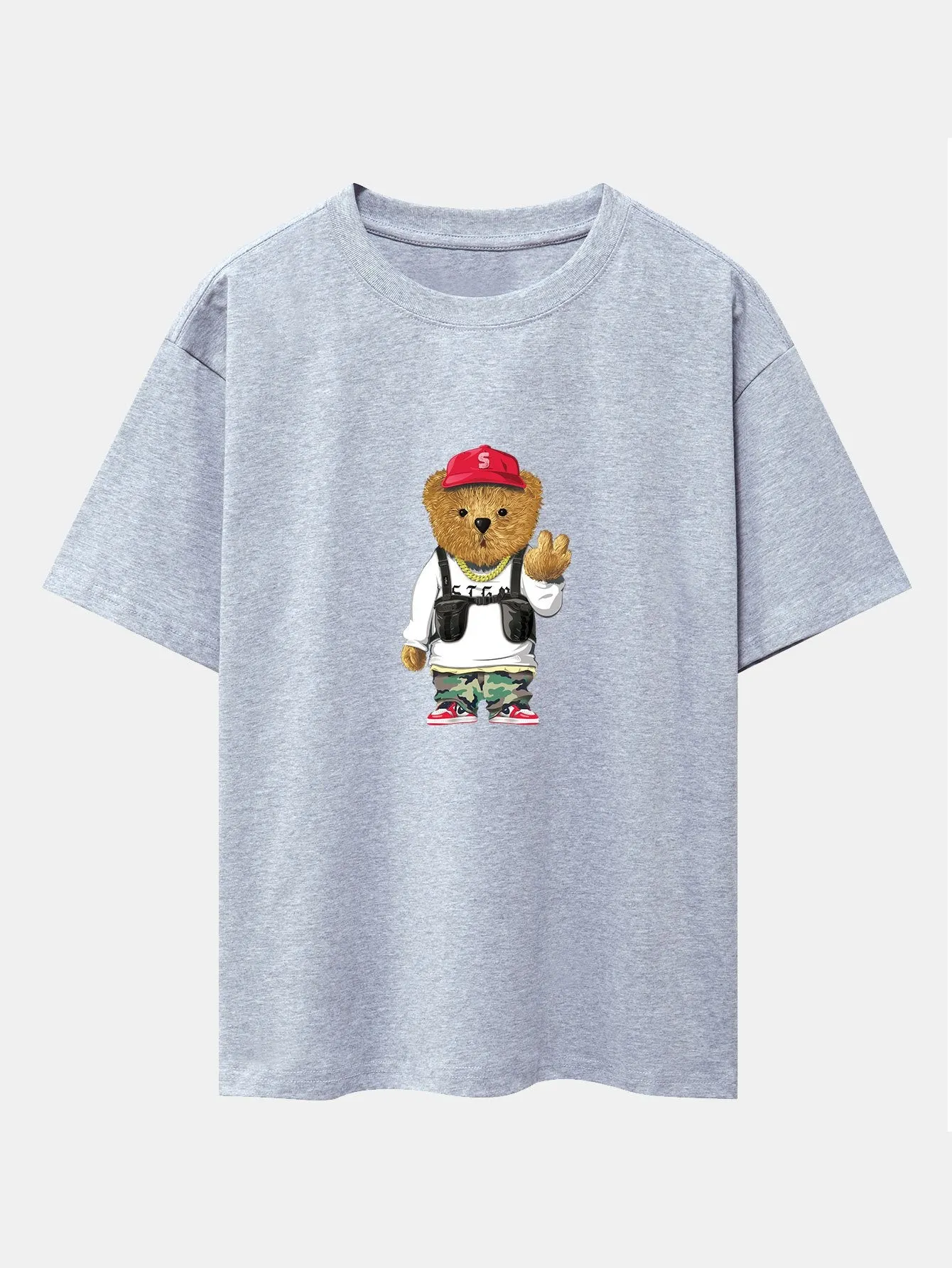Cool Bear Print Drop Shoulder Oversize T-Shirt sold by Hoooyi product image thumbnail 4