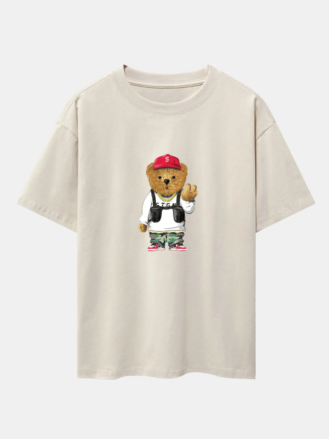 Cool Bear Print Drop Shoulder Oversize T-Shirt sold by Hoooyi product image thumbnail 3