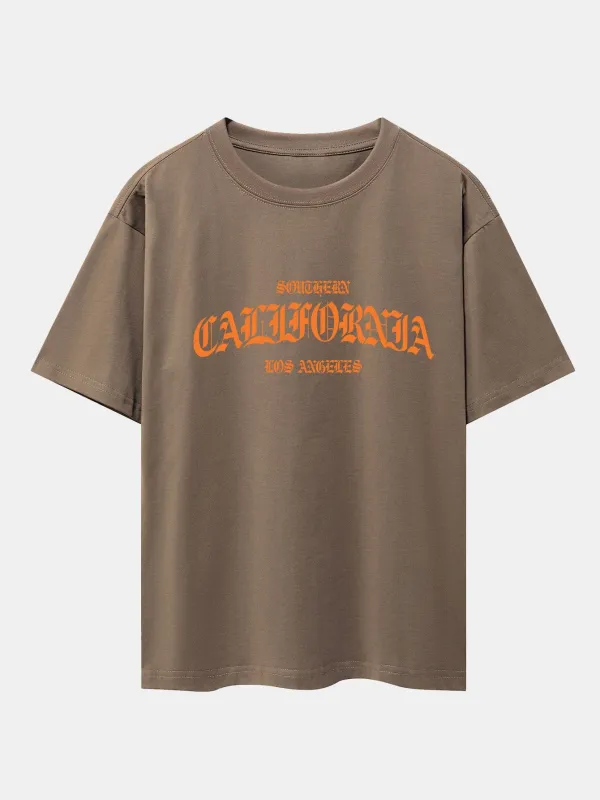 California Print Drop Shoulder Oversize T-Shirt sold by Hoooyi