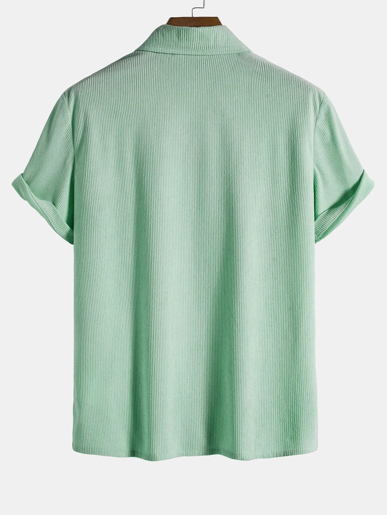 Short Sleeve Corduroy Revere Shirt sold by Hoooyi product image thumbnail 4