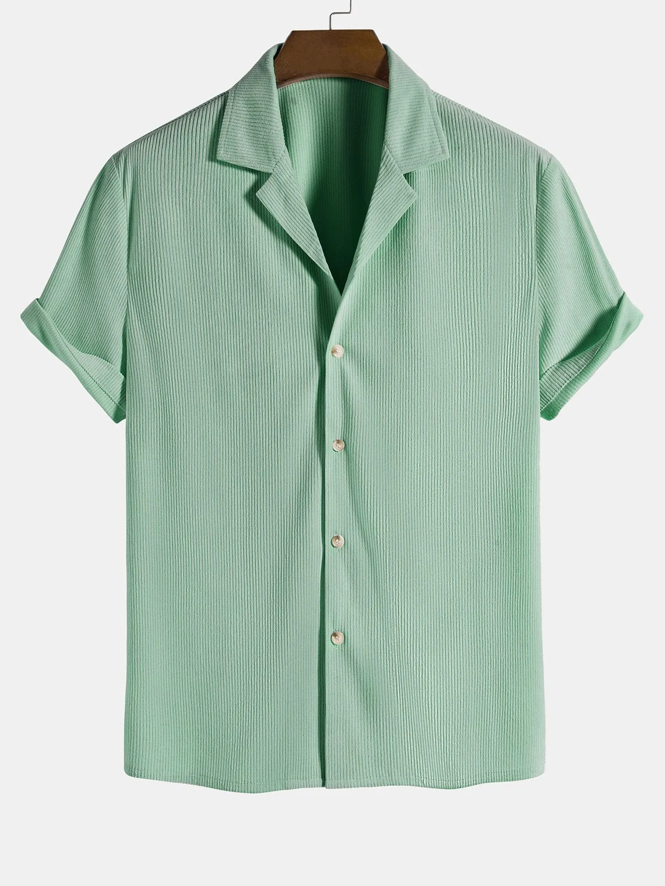 Short Sleeve Corduroy Revere Shirt sold by Hoooyi product image thumbnail 3