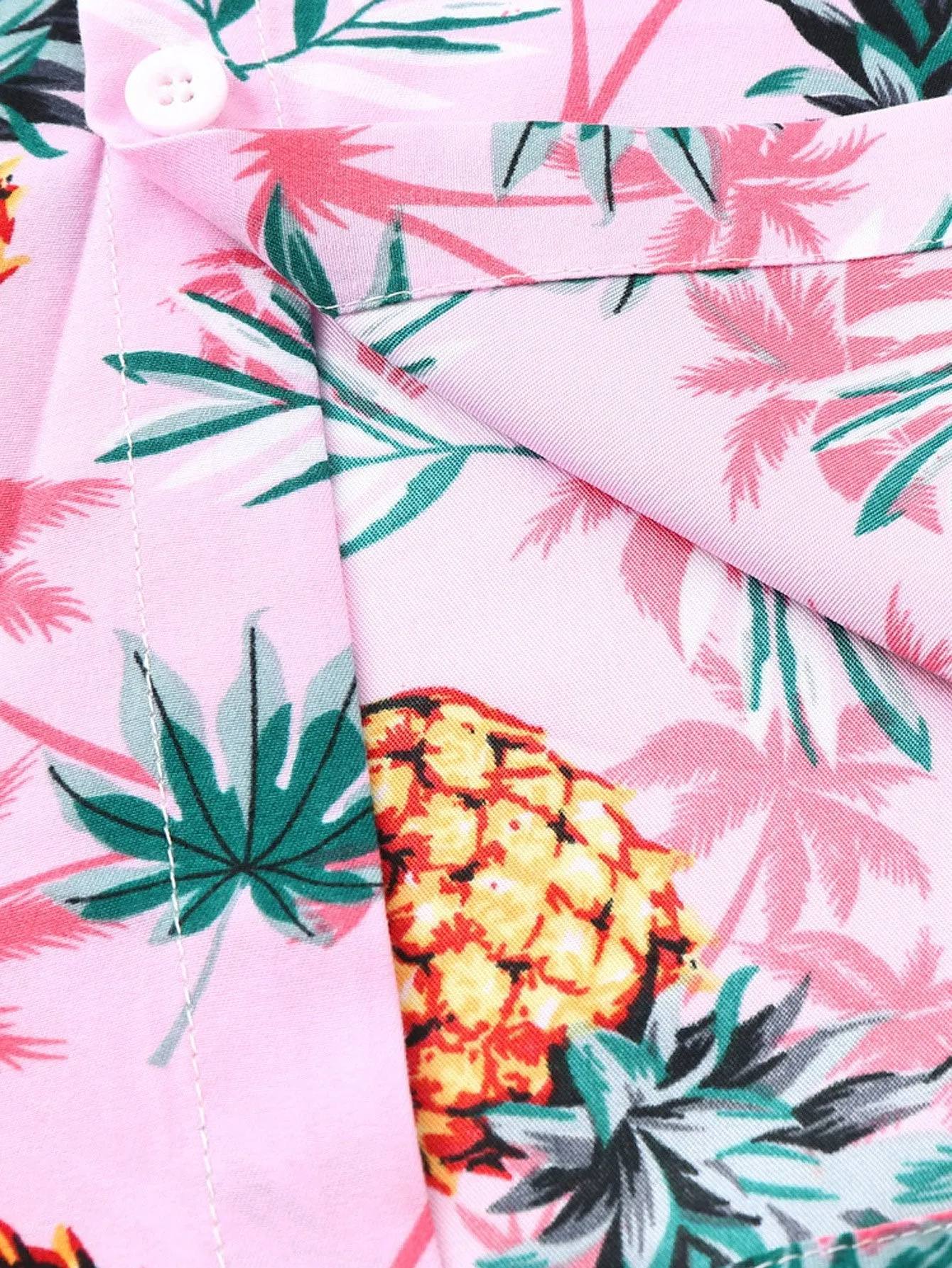 Pineapple Palm Tree Print Button Up Shirt sold by Hoooyi product image thumbnail 4