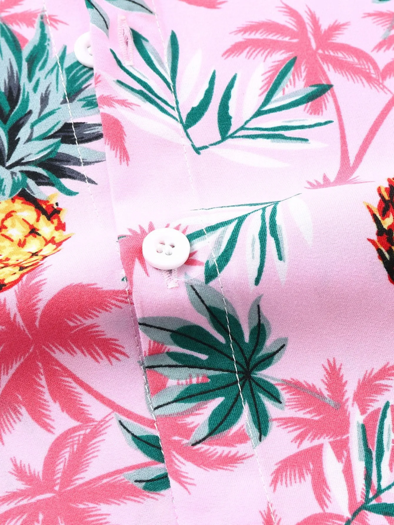 Pineapple Palm Tree Print Button Up Shirt sold by Hoooyi product image thumbnail 3