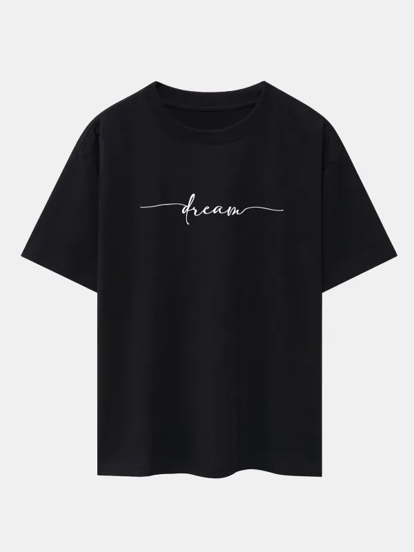 Dream Letters Print Heavy Weight Oversize T-Shirt sold by Hoooyi