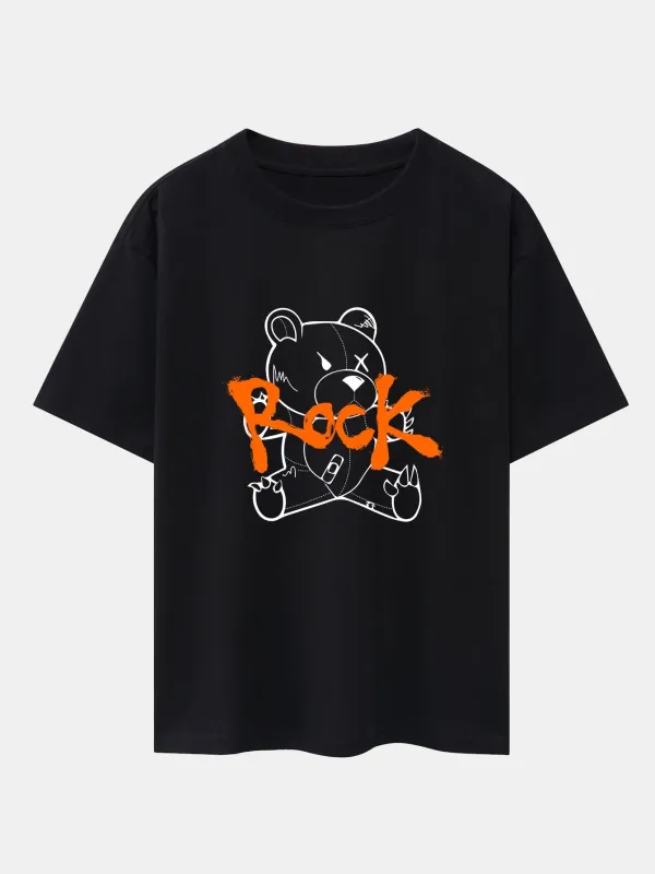 Rock Back Print Heavy Weight Oversize T-Shirt made by Hoooyi