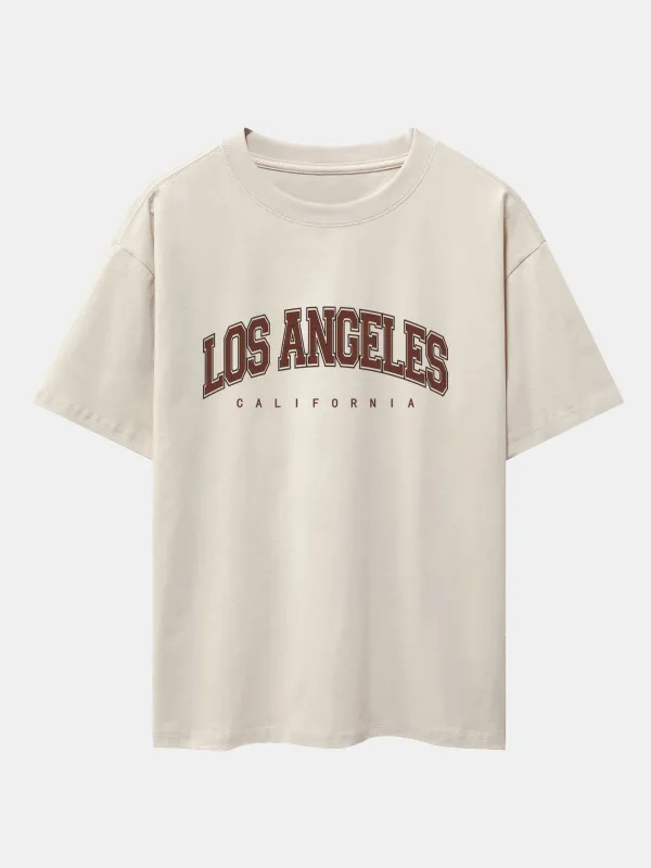 Los Angeles Print Heavy Weight Oversize T-Shirt sold by Hoooyi