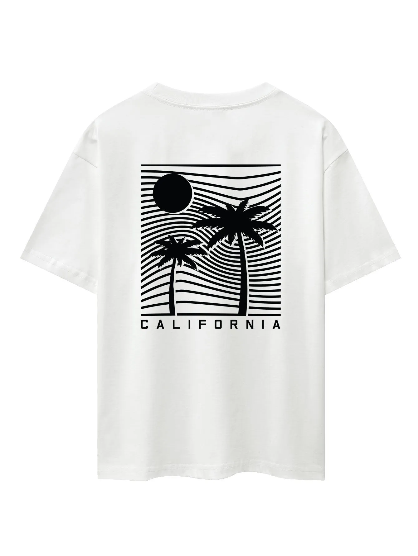 California Palm Tree Back Print Heavy Weight Oversize T-Shirt sold by Hoooyi
