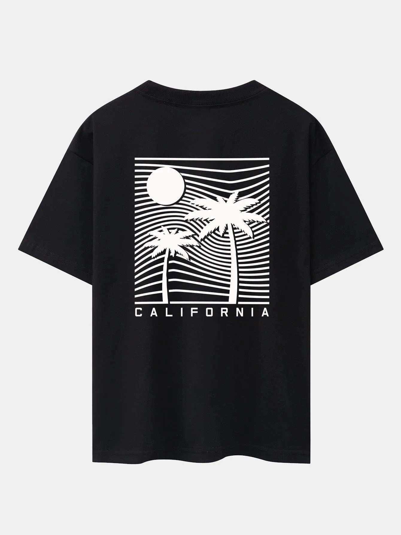 California Palm Tree Back Print Heavy Weight Oversize T-Shirt sold by Hoooyi product image thumbnail 3