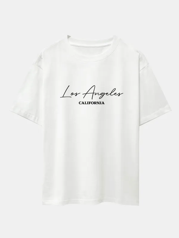 Los Angeles Handwritten Print Heavy Weight Oversize T-Shirt sold by Hoooyi