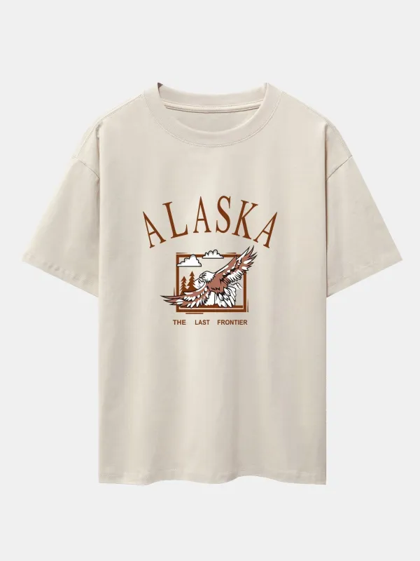Alaskan Eagle Print Heavy Weight Oversize T-Shirt sold by Hoooyi