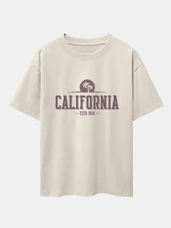 Vintage California Letter Print Heavy Weight Oversize T-Shirt sold by Hoooyi