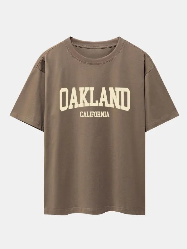 Vintage Oakland Print Heavy Weight Oversize T-Shirt sold by Hoooyi