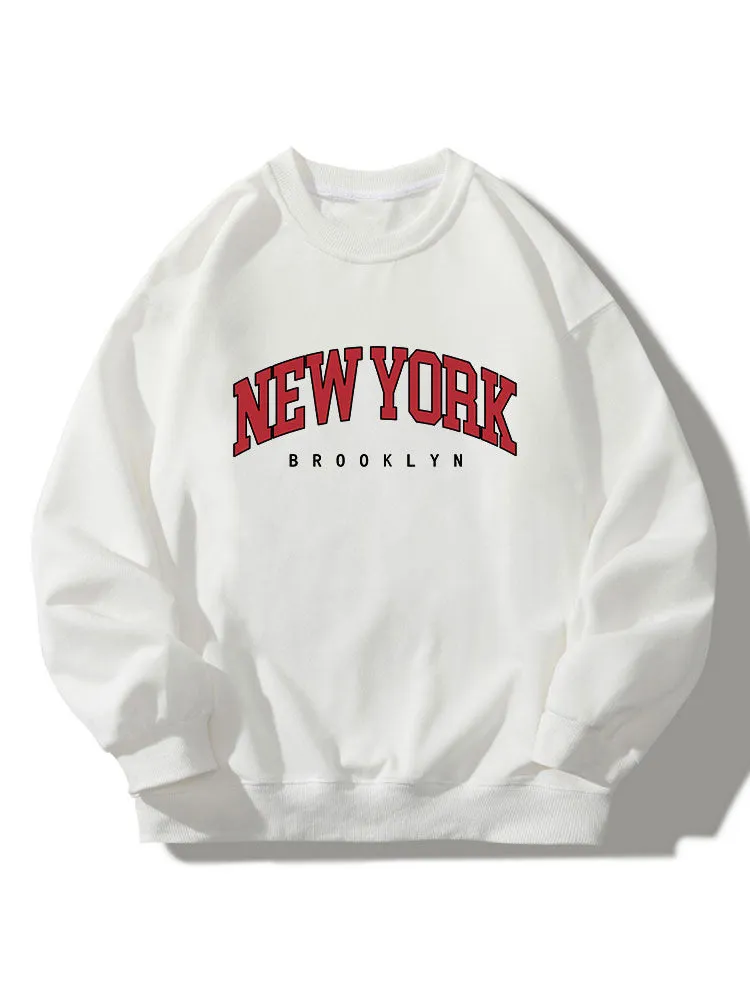 New York Print Crew Neck Relaxed Sweatshirt sold by Hoooyi product image thumbnail 4