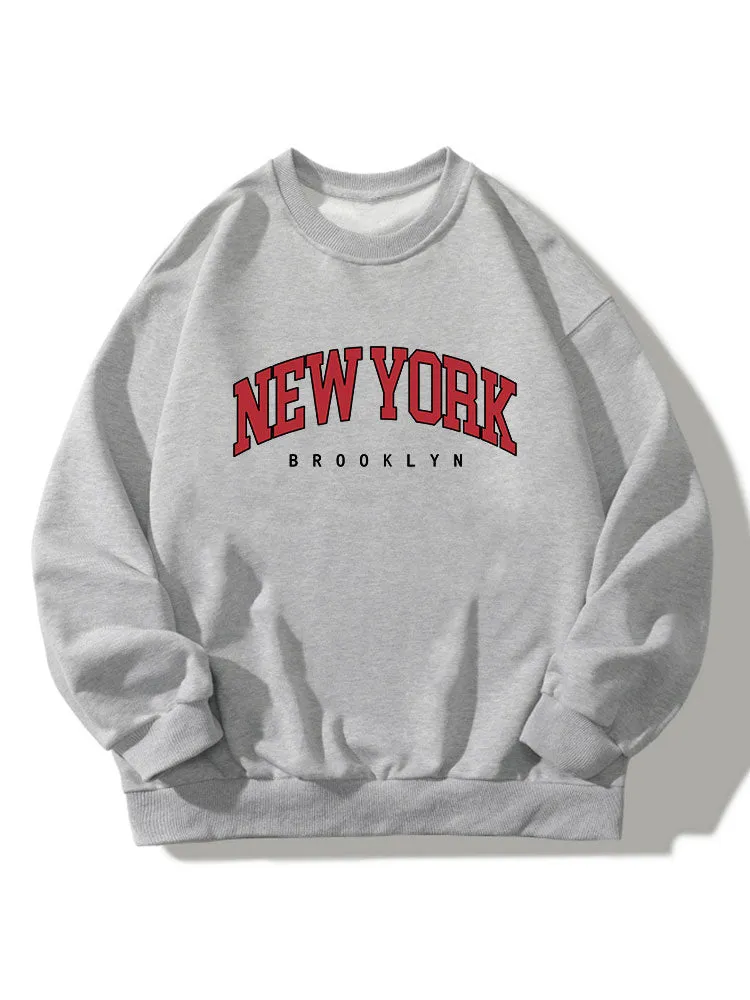 New York Print Crew Neck Relaxed Sweatshirt sold by Hoooyi product image thumbnail 5