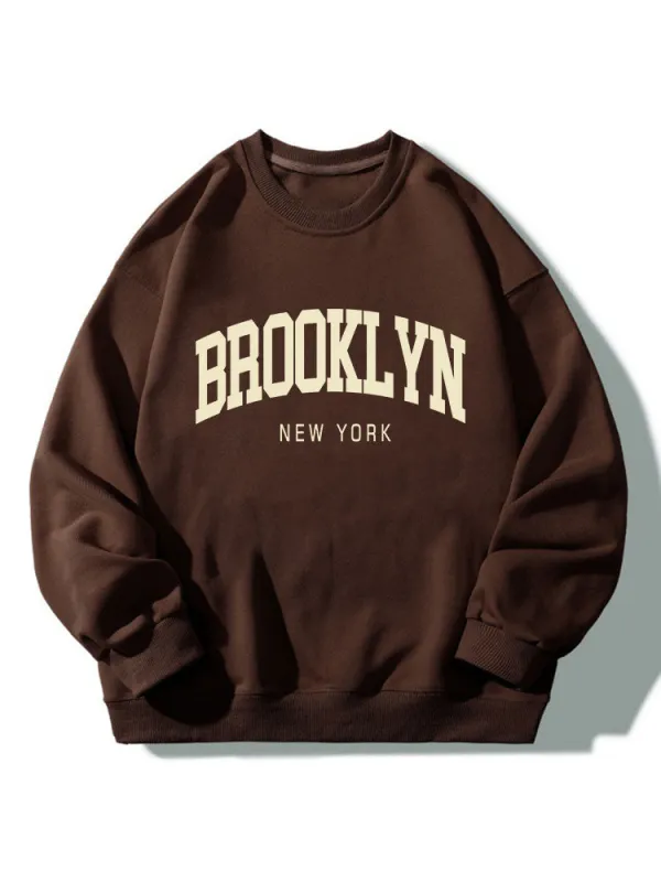 Brooklyn Print Relaxed Sweatshirt sold by Hoooyi