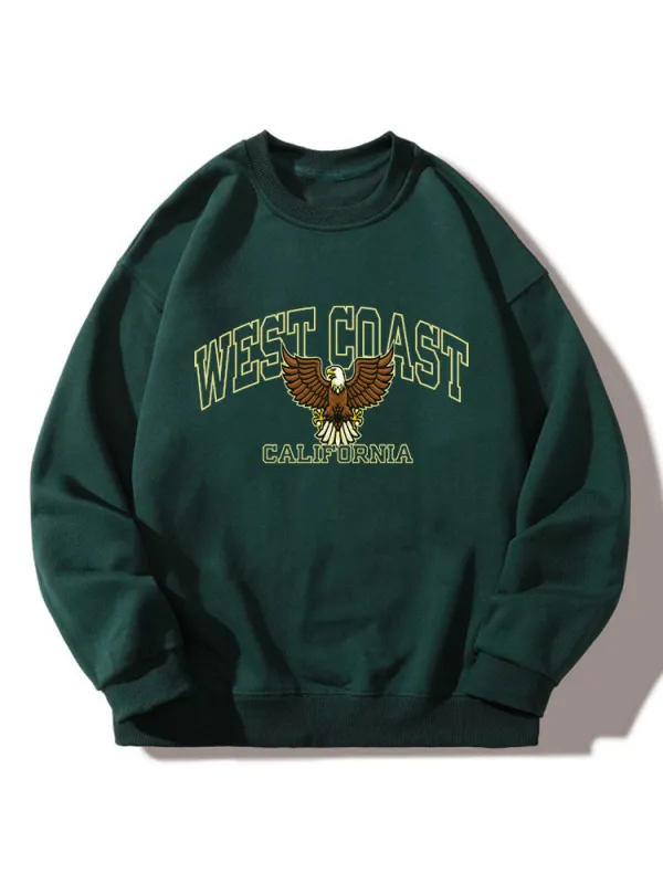 West Coast Eagle Print Relaxed Sweatshirt sold by Hoooyi