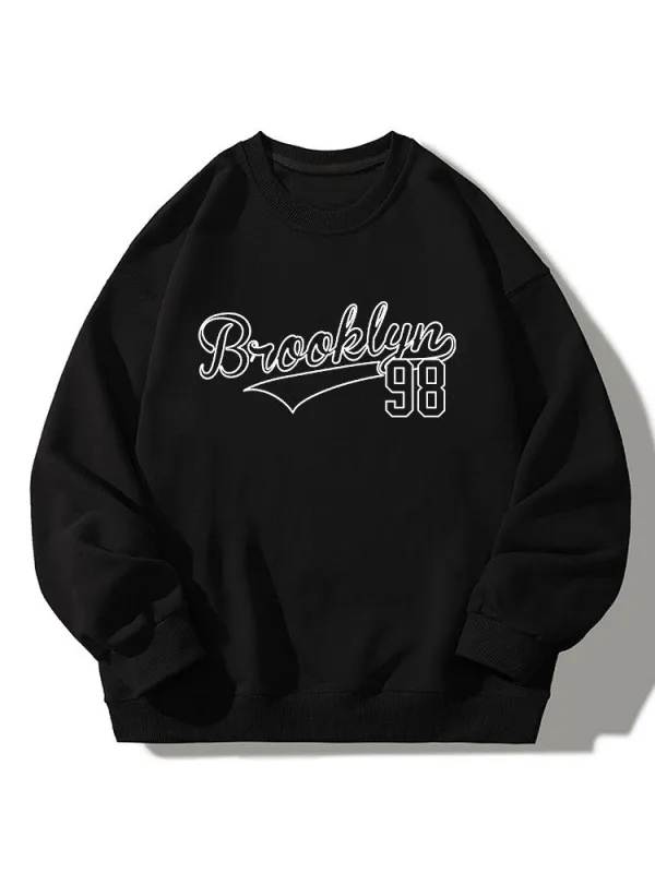 Brooklyn 98 Print Relaxed Sweatshirt made by Hoooyi