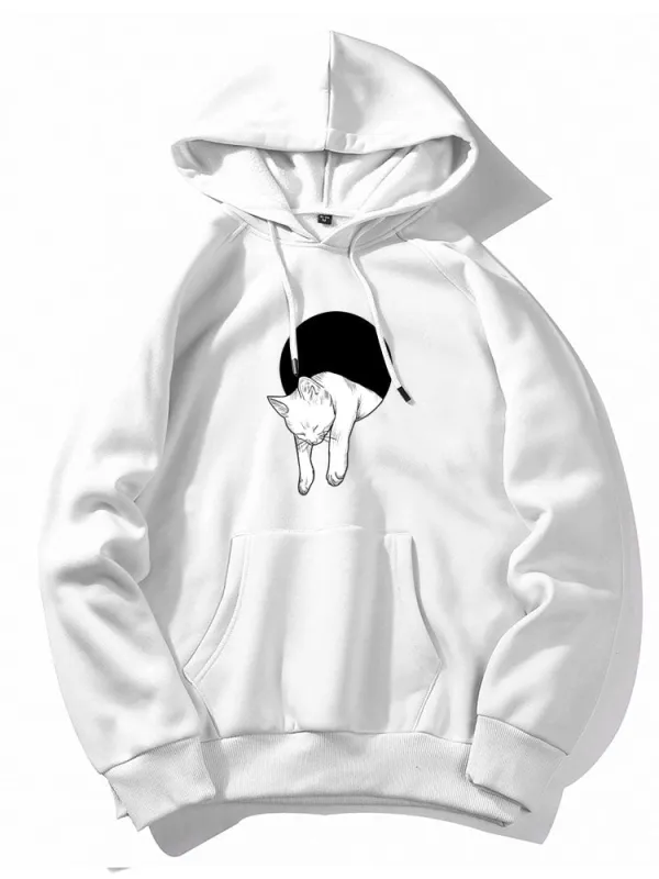 Sleeping Cat Print Hoodie sold by Hoooyi