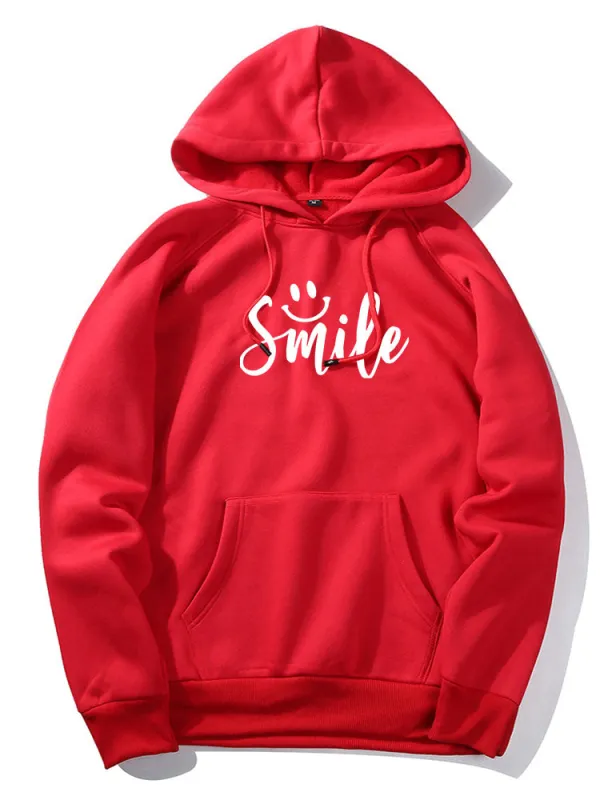 Smile Print Hoodie sold by Hoooyi