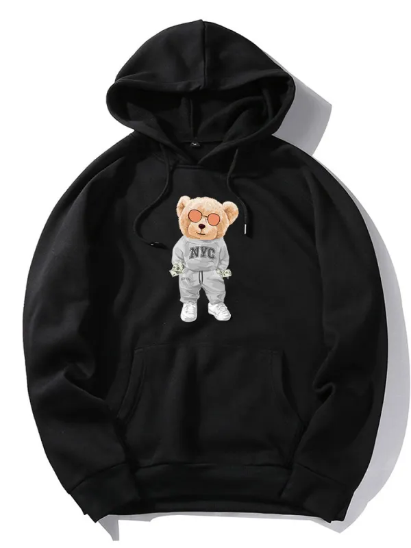 Rich Bear Print Hoodie sold by Hoooyi