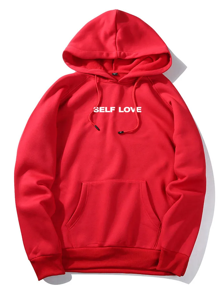 Self Love Slogan Print Hoodie sold by Hoooyi