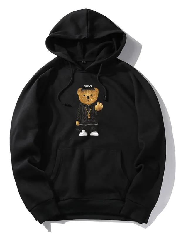 Hip Hop Bear Print Hoodie sold by Hoooyi