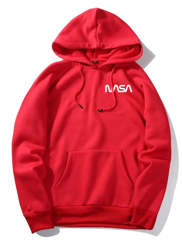 Nasa Letter Print Hoodie made by Hoooyi