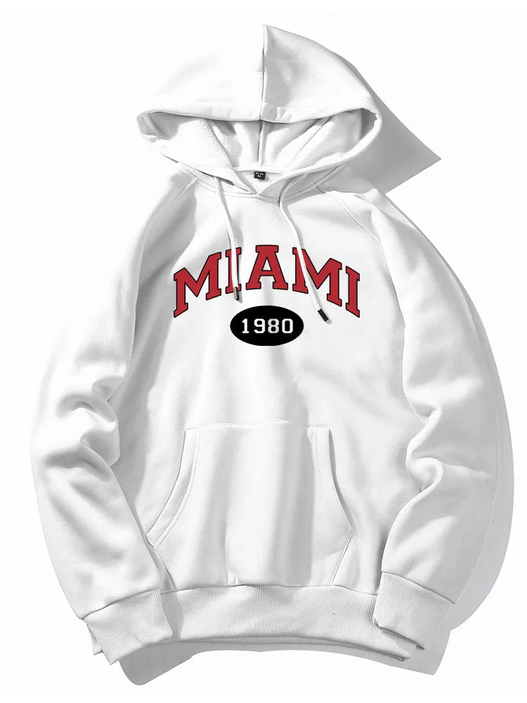 Miami Letter Print Hoodie sold by Hoooyi