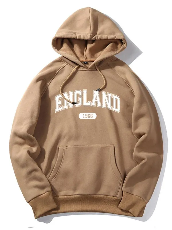 England Letter Print Hoodie made by Hoooyi