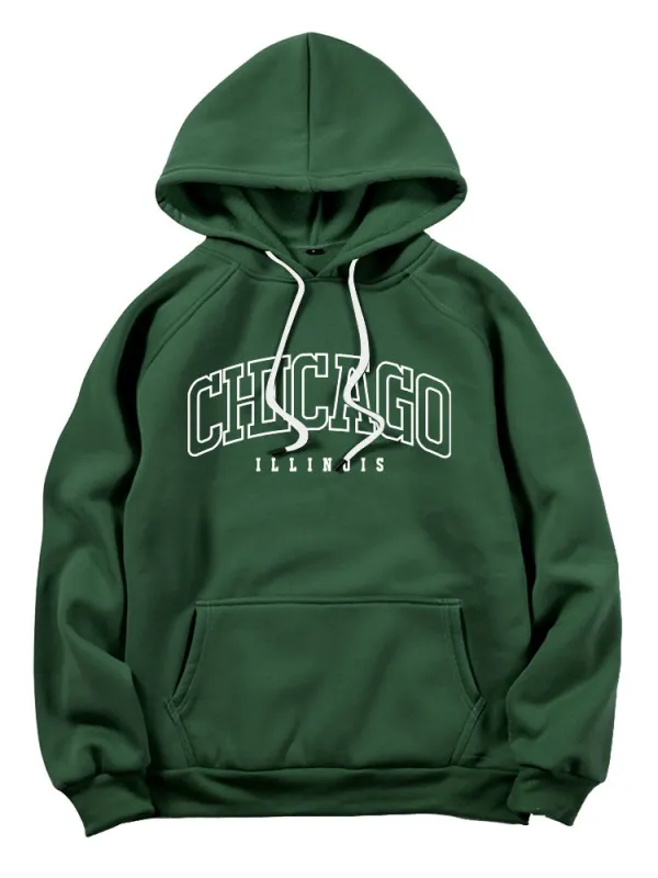 Chicago Character Print Hoodie made by Hoooyi