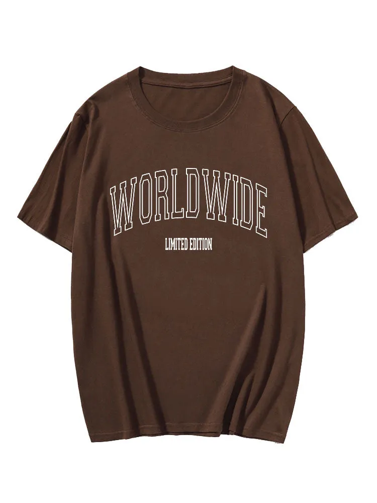 Worldwide Letter Print T-Shirt sold by Hoooyi