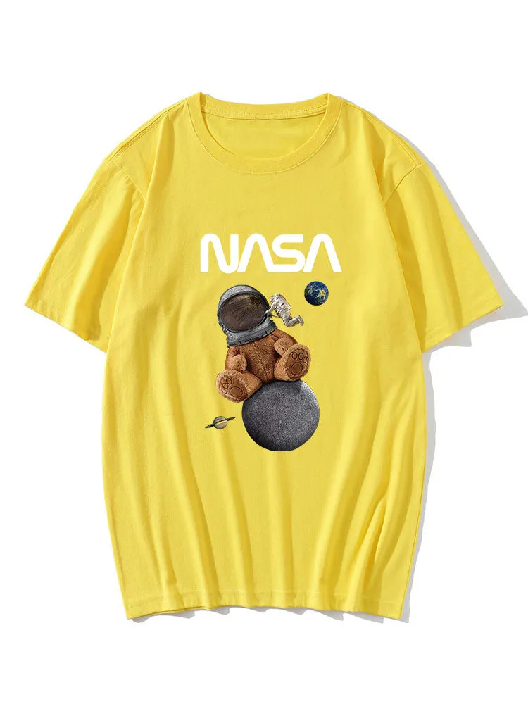 Space Bear Print T-Shirt sold by Hoooyi product image thumbnail 5