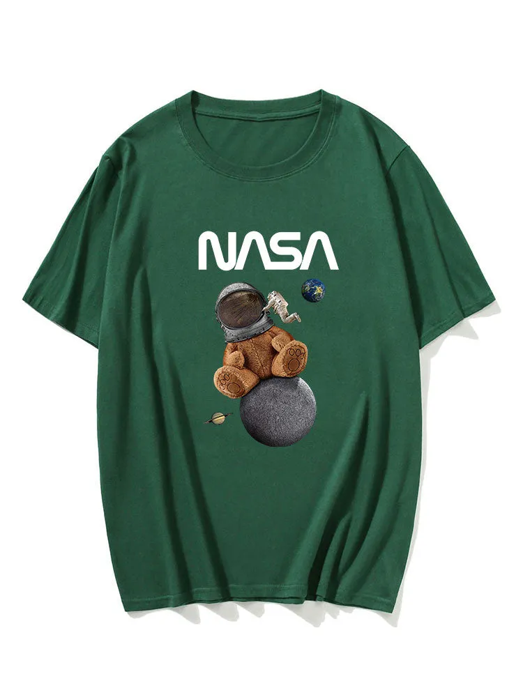 Space Bear Print T-Shirt sold by Hoooyi