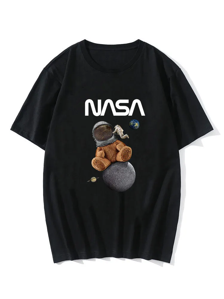 Space Bear Print T-Shirt sold by Hoooyi product image thumbnail 2