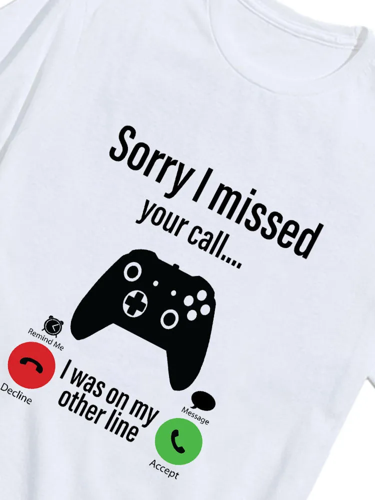 Sorry I Missed Call Print T-Shirt sold by Hoooyi product image thumbnail 2