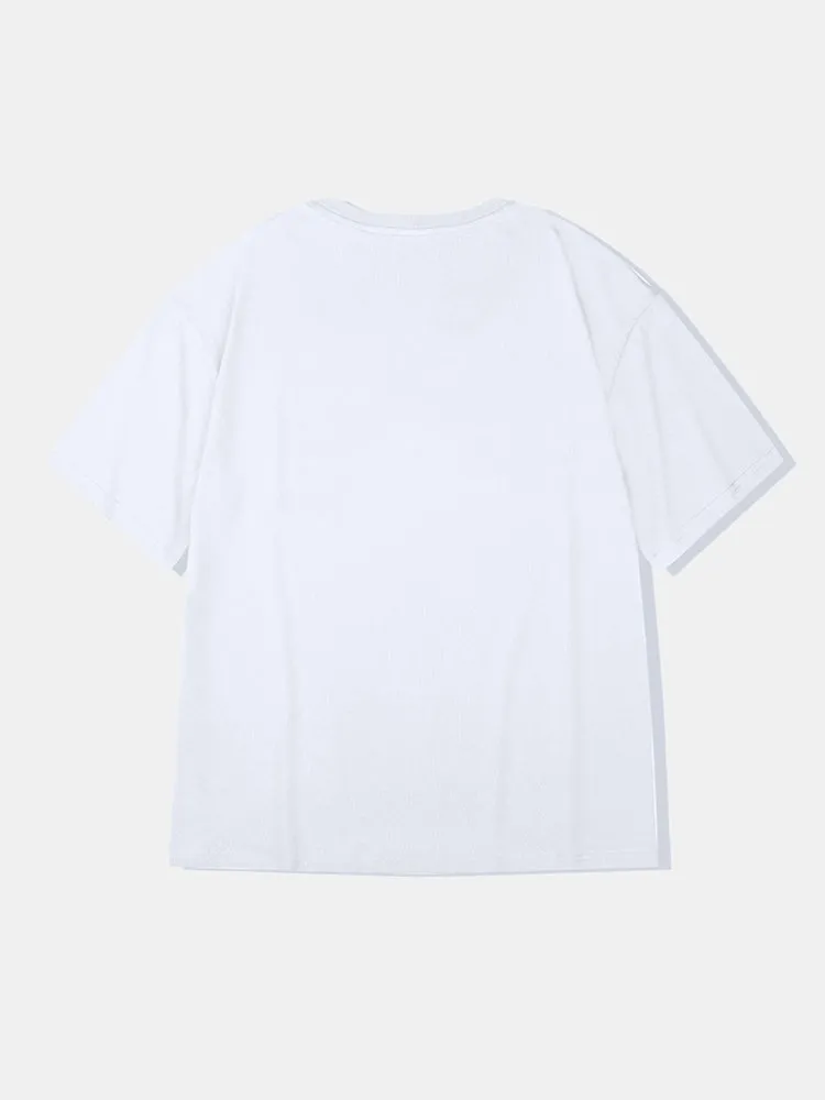 Smile Face Graphic Cotton T-Shirts sold by Hoooyi product image thumbnail 4