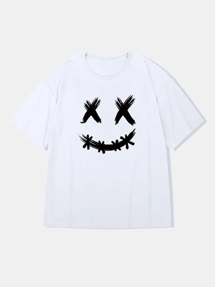 Smile Face Graphic Cotton T-Shirts sold by Hoooyi product image thumbnail 3