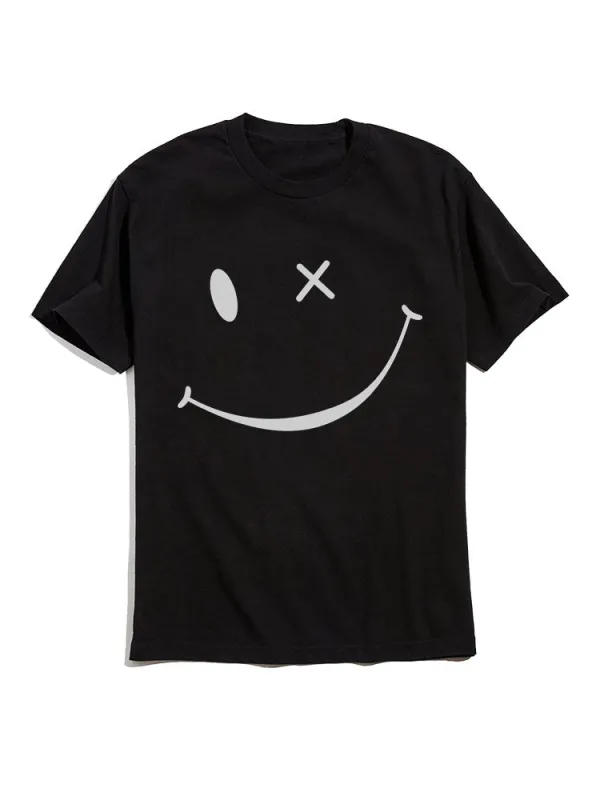 Smile Face Short Sleeve T-Shirts made by Hoooyi