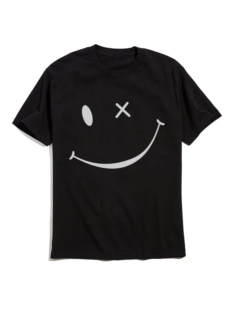 Smile Face Short Sleeve T-Shirts sold by Hoooyi