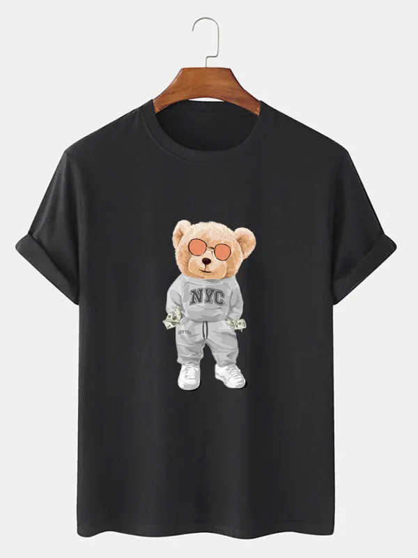 Rich Bear Print T-Shirt sold by Hoooyi