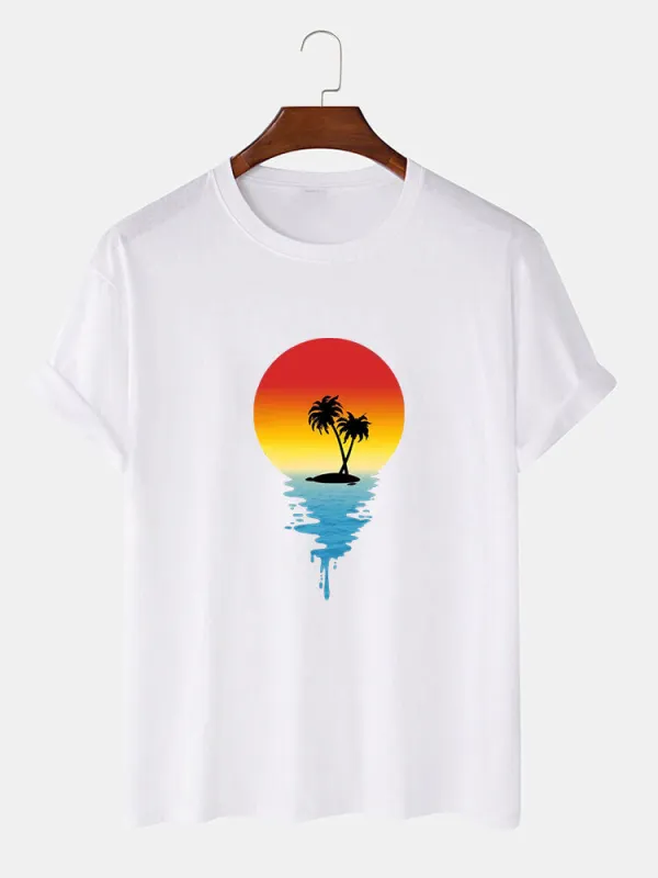Sea Palm Tree Print T-Shirt sold by Hoooyi